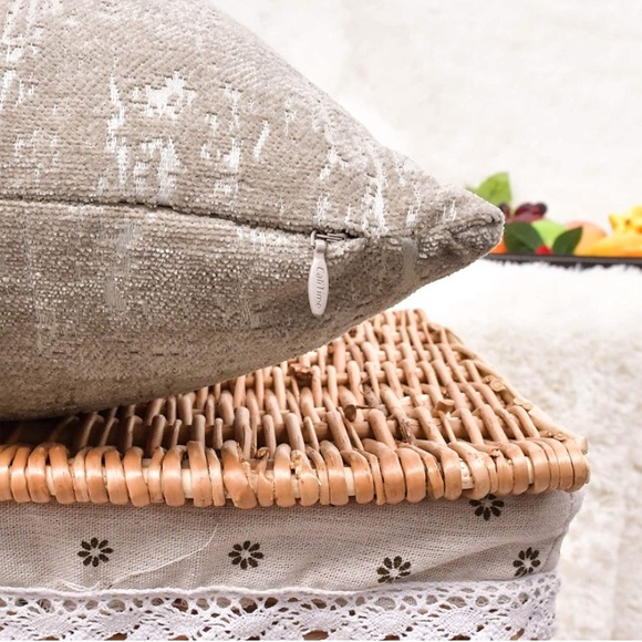 Luxury Home | Elegant Light Taupe Textured Marbling Jaquard Throw Pillow Covers - Picture 6 of 7